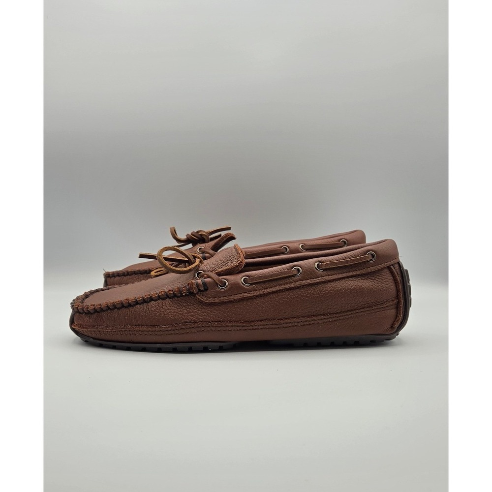 Minnetonka Moosehide Weekender Men's Moccasins 10 Carmel Brown Leather Loafers